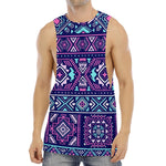 Blue And Pink Aztec Pattern Print Men's Muscle Tank Top