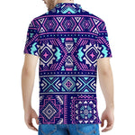 Blue And Pink Aztec Pattern Print Men's Polo Shirt