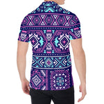 Blue And Pink Aztec Pattern Print Men's Shirt