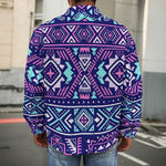 Blue And Pink Aztec Pattern Print Men's Shirt Jacket