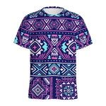 Blue And Pink Aztec Pattern Print Men's Sports T-Shirt