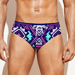 Blue And Pink Aztec Pattern Print Men's Swim Briefs