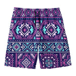 Blue And Pink Aztec Pattern Print Men's Swim Trunks