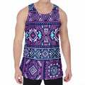 Blue And Pink Aztec Pattern Print Men's Velvet Tank Top