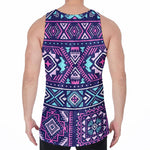 Blue And Pink Aztec Pattern Print Men's Velvet Tank Top