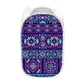 Blue And Pink Aztec Pattern Print Mesh Laundry Hamper