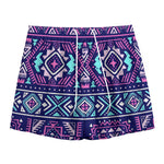 Blue And Pink Aztec Pattern Print Mesh Shorts