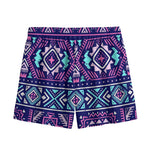 Blue And Pink Aztec Pattern Print Mesh Shorts