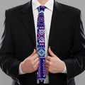 Blue And Pink Aztec Pattern Print Necktie