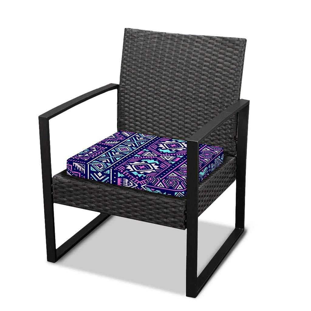 Blue And Pink Aztec Pattern Print Outdoor Seat Cushion Cover