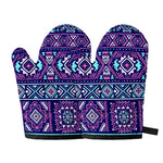 Blue And Pink Aztec Pattern Print Oven Mitts