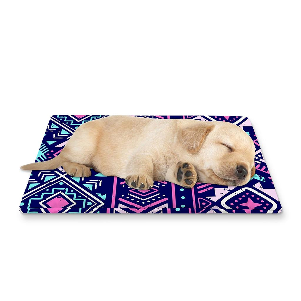 Blue And Pink Aztec Pattern Print Pet Cooling Mat Cover