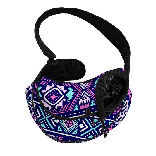 Blue And Pink Aztec Pattern Print Pet Sling Carrier