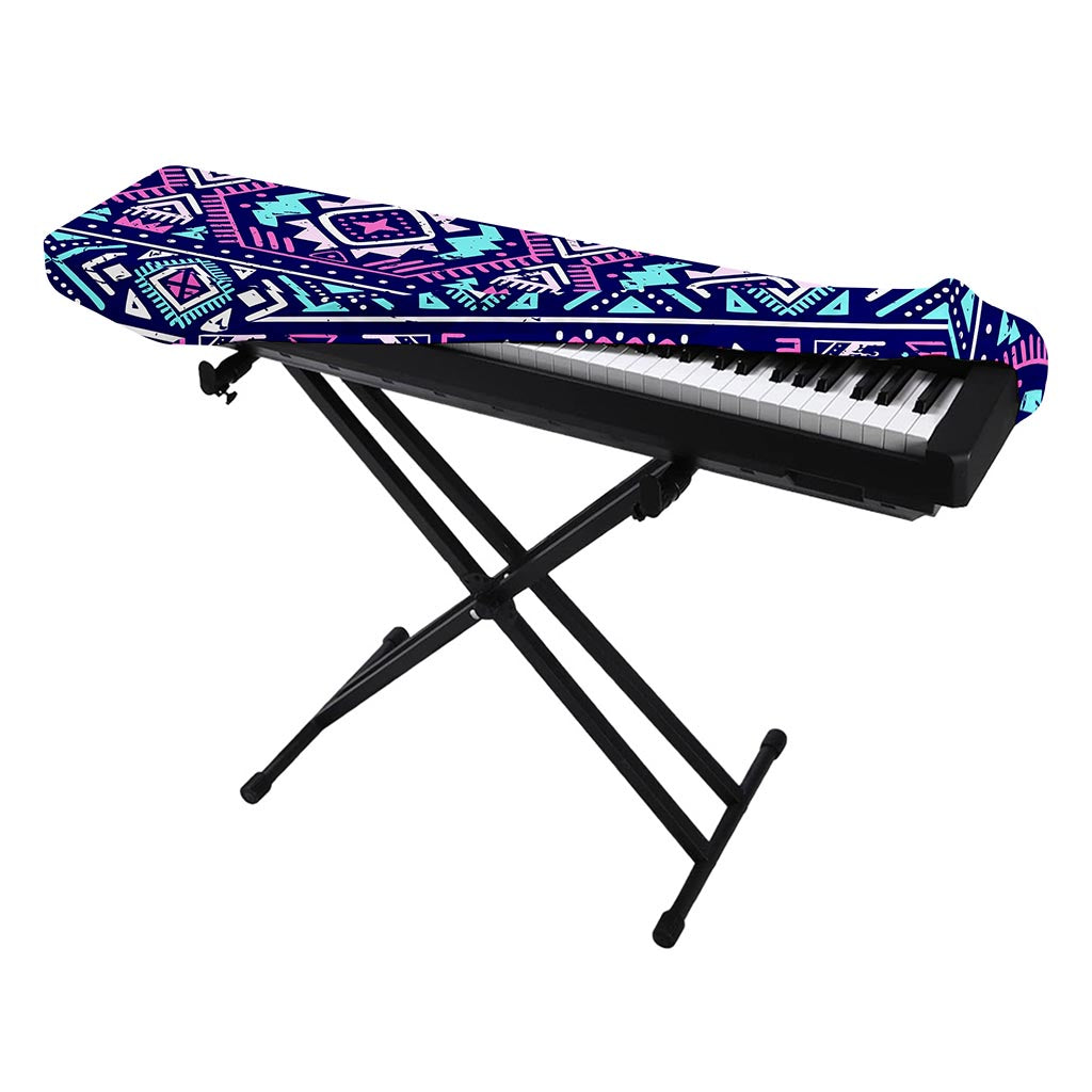 Blue And Pink Aztec Pattern Print Piano Keyboard Cover