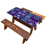 Blue And Pink Aztec Pattern Print Picnic Table Cover