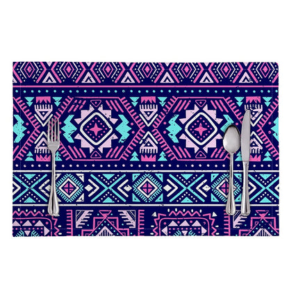 Blue And Pink Aztec Pattern Print Placemat