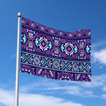 Blue And Pink Aztec Pattern Print Polyester Flag
