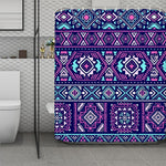 Blue And Pink Aztec Pattern Print Polyester Shower Curtain