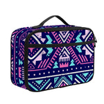 Blue And Pink Aztec Pattern Print Portable Lunch Bag