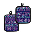 Blue And Pink Aztec Pattern Print Pot Holders