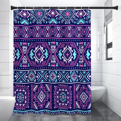 Blue And Pink Aztec Pattern Print Premium Shower Curtain