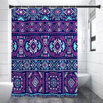 Blue And Pink Aztec Pattern Print Premium Shower Curtain