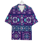Blue And Pink Aztec Pattern Print Rayon Hawaiian Shirt