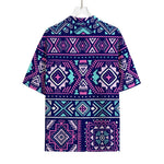 Blue And Pink Aztec Pattern Print Rayon Hawaiian Shirt