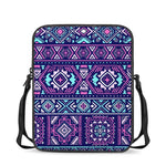 Blue And Pink Aztec Pattern Print Rectangular Crossbody Bag