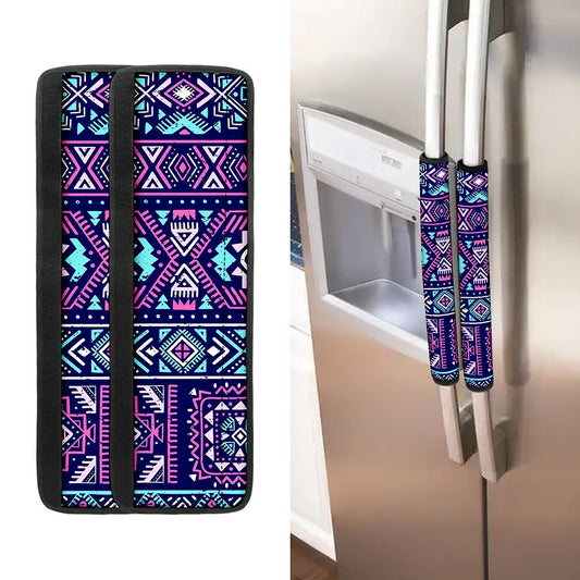Blue And Pink Aztec Pattern Print Refrigerator Handle Covers