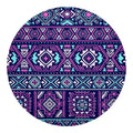 Blue And Pink Aztec Pattern Print Round Blanket