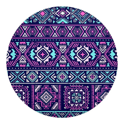 Blue And Pink Aztec Pattern Print Round Blanket