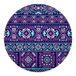 Blue And Pink Aztec Pattern Print Round Blanket