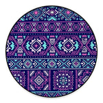 Blue And Pink Aztec Pattern Print Round Floor Mat
