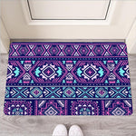Blue And Pink Aztec Pattern Print Rubber Doormat