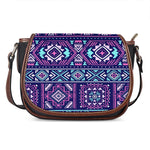 Blue And Pink Aztec Pattern Print Saddle Bag