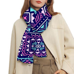 Blue And Pink Aztec Pattern Print Scarf