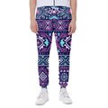 Blue And Pink Aztec Pattern Print Joggers