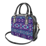 Blue And Pink Aztec Pattern Print Shoulder Handbag