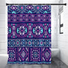 Blue And Pink Aztec Pattern Print Shower Curtain