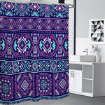 Blue And Pink Aztec Pattern Print Shower Curtain