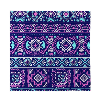 Blue And Pink Aztec Pattern Print Silk Bandana