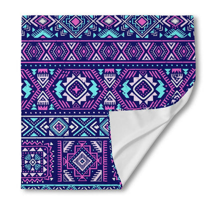 Blue And Pink Aztec Pattern Print Silk Bandana