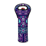 Blue And Pink Aztec Pattern Print Single Neoprene Wine Tote