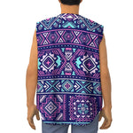 Blue And Pink Aztec Pattern Print Sleeveless Baseball Jersey
