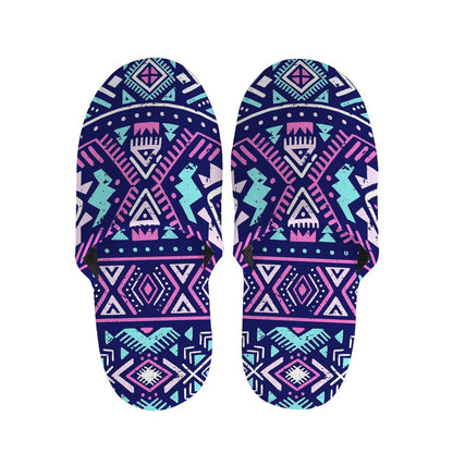 Blue And Pink Aztec Pattern Print Slippers