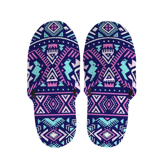 Blue And Pink Aztec Pattern Print Slippers