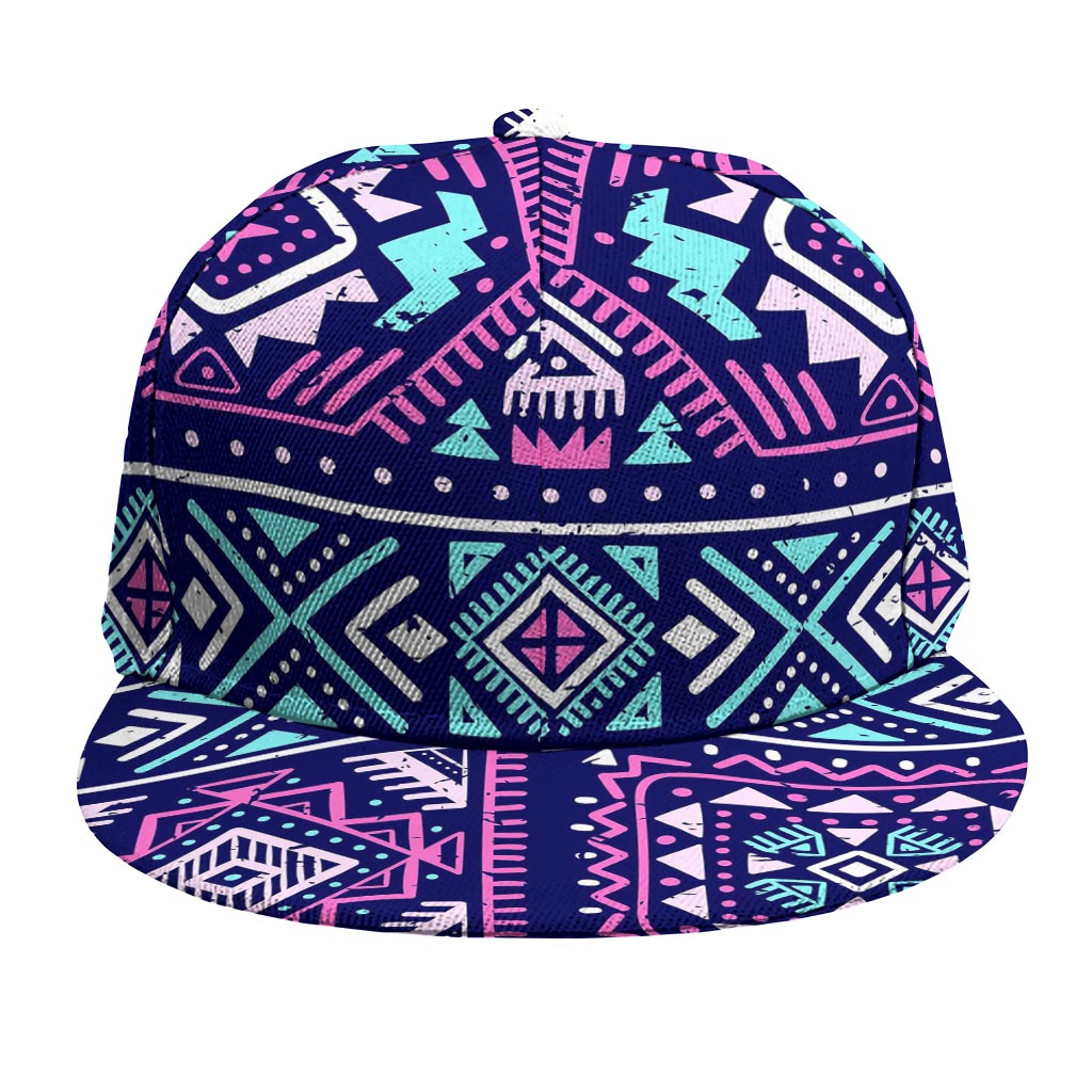 Blue And Pink Aztec Pattern Print Snapback Cap