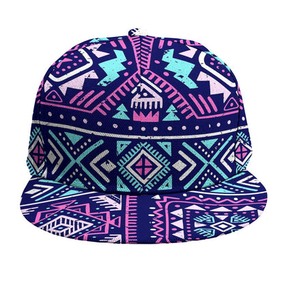 Blue And Pink Aztec Pattern Print Snapback Cap