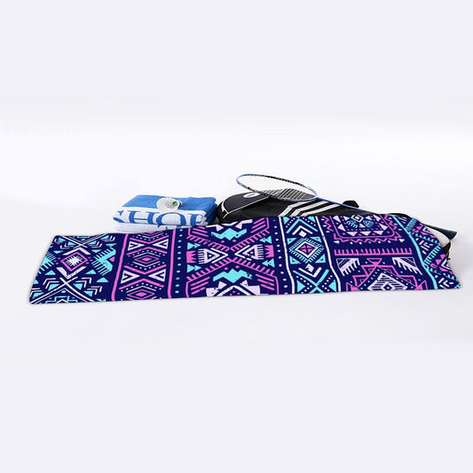 Blue And Pink Aztec Pattern Print Sports Towel